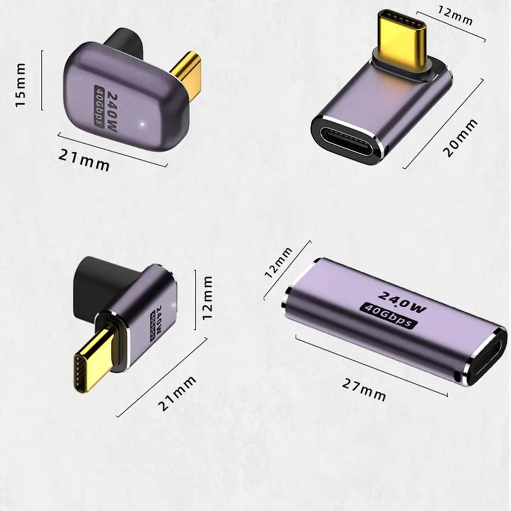 240W Type C Adapter 40Gbps 8K 60HZ Fast Charging Male to Female Converter Led Indicator Data Transfer for Phone Laptop Tablet