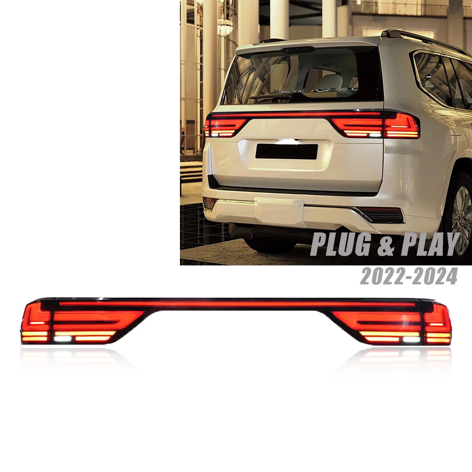 

HOSI Led Taillights Lamp Led Trunk Light 2022-2024 for toyota Land Cruiser LC300 Taillights with Through Light Car Accessories