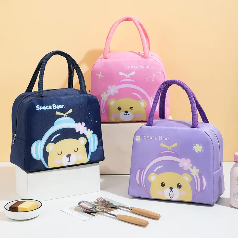 Children\'s New Cute Cartoon Animal Design Portable Lunch Box Boys and Girls Camping Picnic Beach Essential Thermal Bento Bag