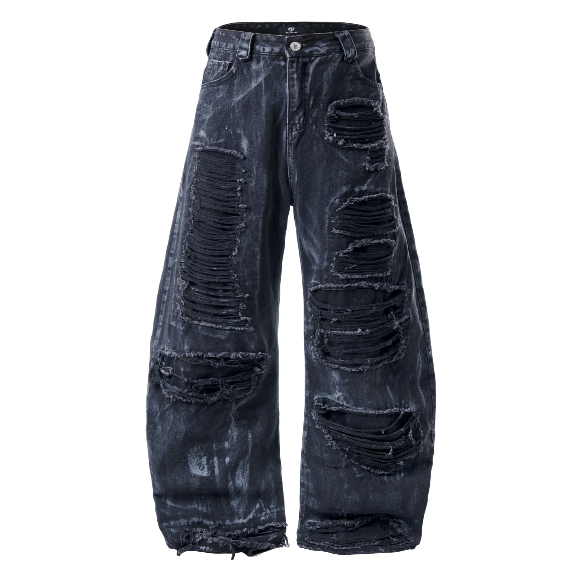 

Men's High Street Destroyed Y2K Jeans Pants Fashion Streetwear Loose Fit Vibe Style Ripped Denim Trousers Baggy Distressed Jeans