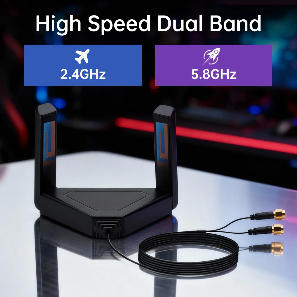 FENVI External Antenna Dual Band 2.4G/5GHz For PCIE Desktop WiFi Adapter RP SMA External Rotating Magnet Antenna For AX210 BE200