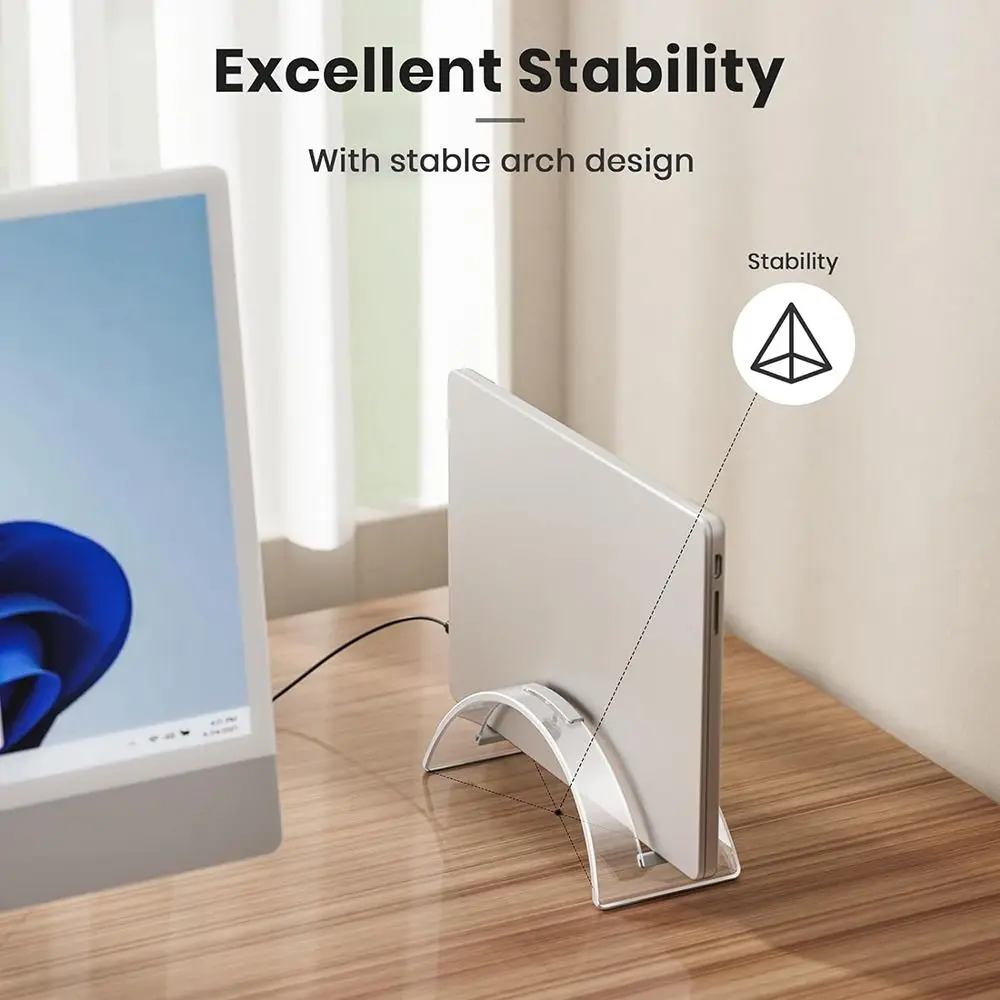 Invisible Acrylic Laptop Stand Space-Saving Vertical Desktop Dock Transparent Laptop Holder