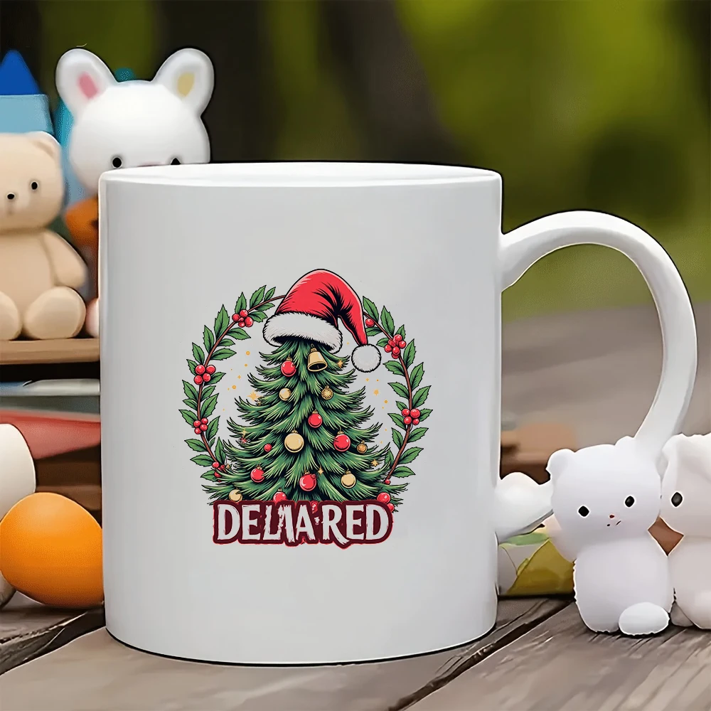 

11oz Mug + Retro Christmas Tree Cartoon Illustration + Festive Atmosphere Cup Christmas Gift Kids Cup Family Office Coffee Cup