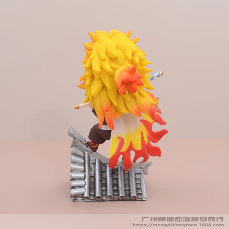 17cm anime demon slayer rengoku kyoujurou q versão postura de pé figura de ação pvc modelo brinquedos decoração de mesa carro ornamento presentes