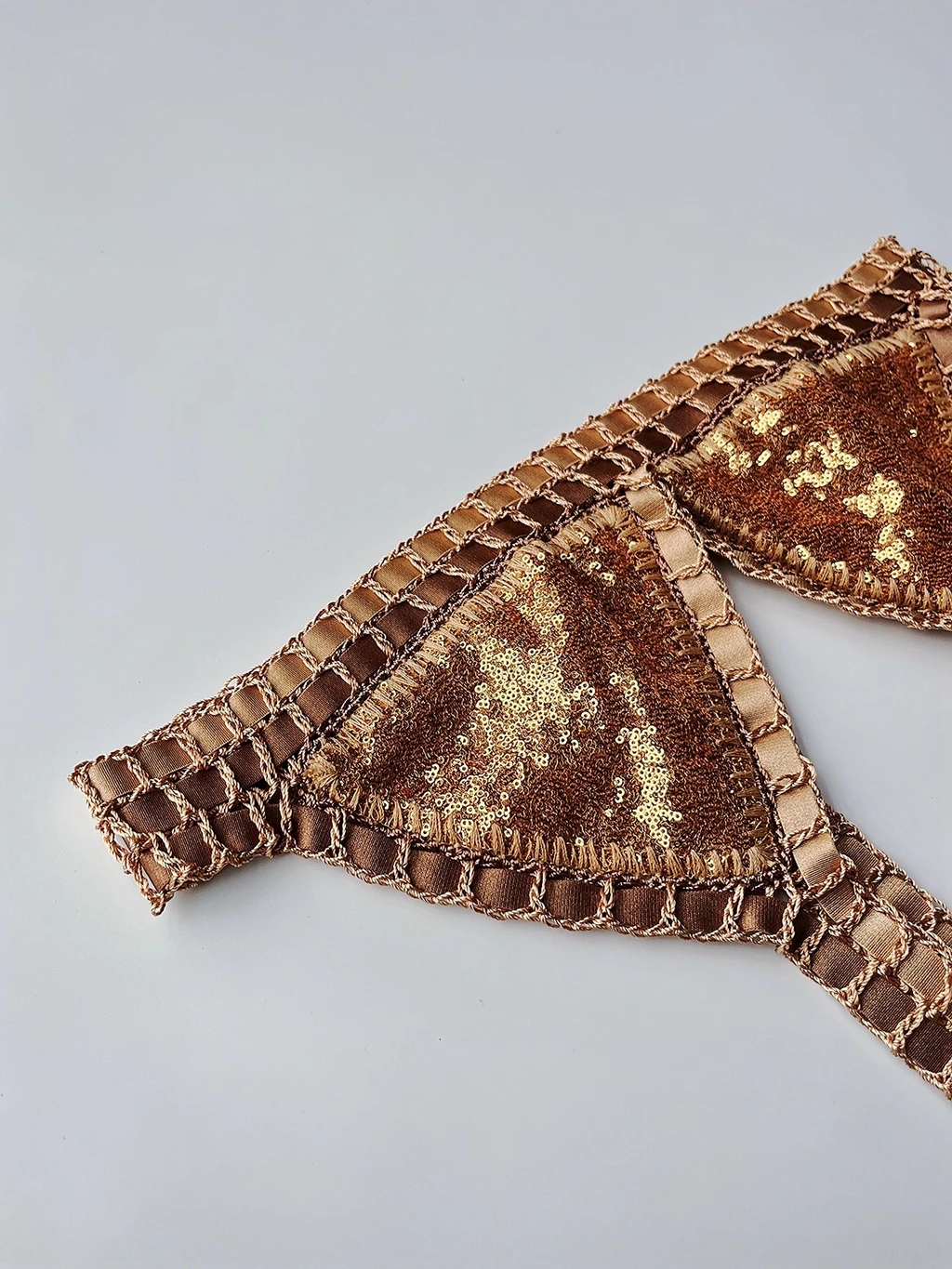 Luxury Gold Sequin Handmade Crochet Bikini Set Women Triangle Swimwear 2026 Summer Beach Bathing Suit Party Pool Vacation Wear view 6
