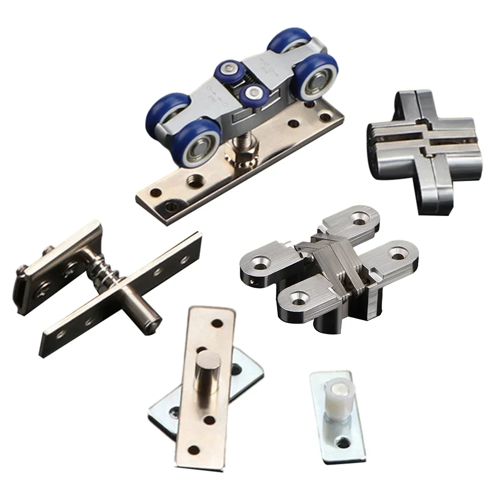 1set Folding Door Hanging Wheel Wooden Door Pulley Partition Door Sliding Door Sliding Rail Lifting Rail Hinge Full Hardware