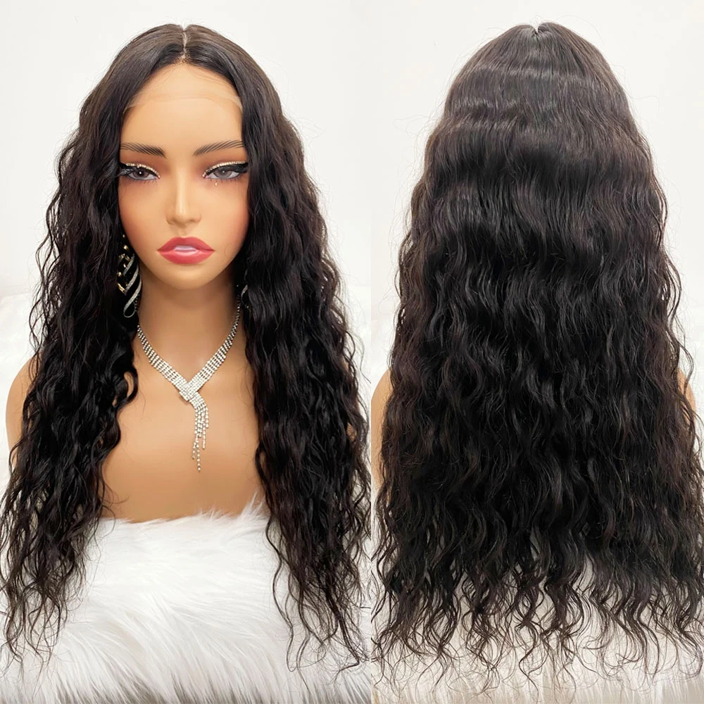 

Парик из натуральных волос с шелковой основой, 180% плотность, волнистый, длинный, перуанский, реми, с силиконовым верхом и эффектом влажных волос, с детским волосом по краям