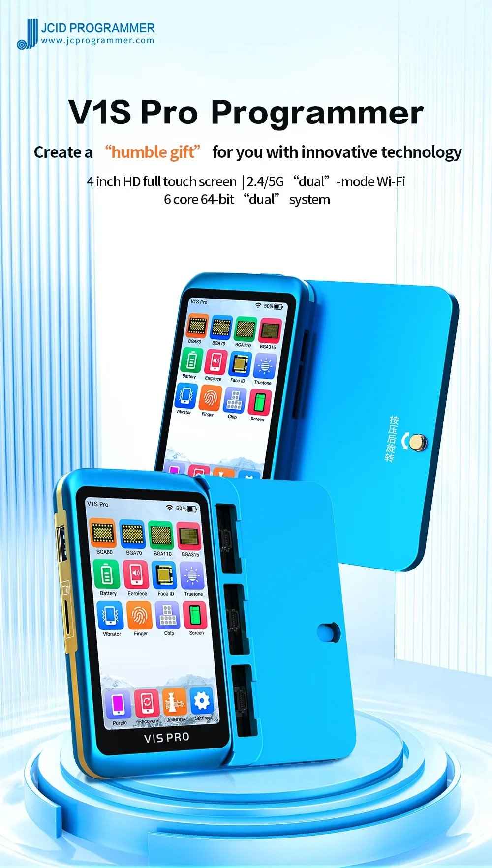 Tela JCID V1S PRO MV01 Testing Module, Repair Tool Set, Display Touch, Full Function Módulo de Teste para iPhone, Xiaomi, Huawei, 7-15PM