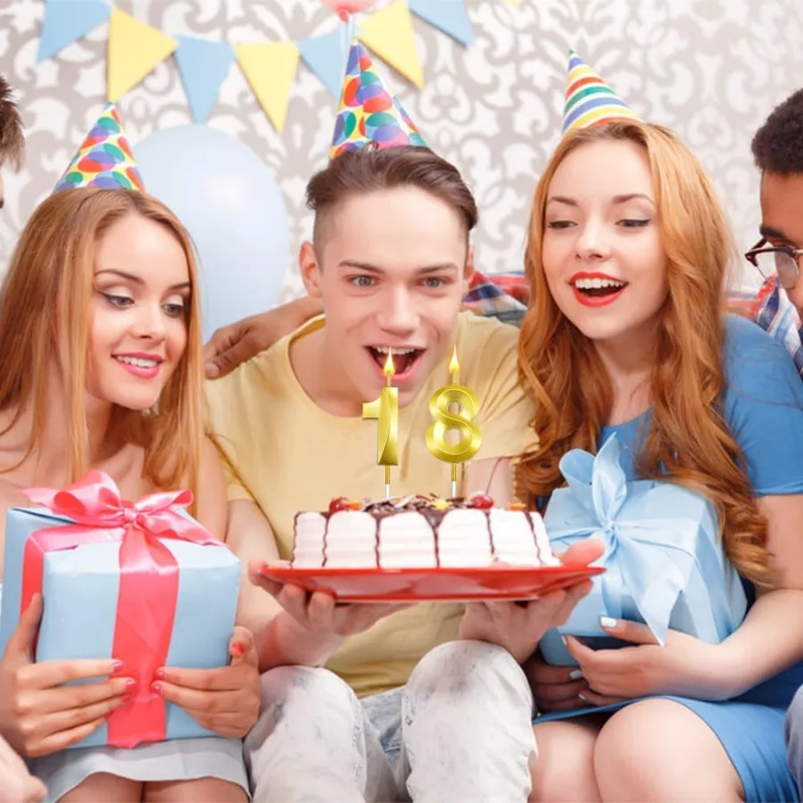 شموع عيد الميلاد 18th شموع عيد الميلاد رقم 18 شموع كعكة عيد ميلاد سعيد توبر تيون للرجال والنساء صبي فتاة حفلة عيد ميلاد #4