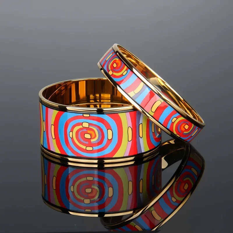 New Cloisonne Charms Bangle for Women Enamel Cycle of Life Gilded Bracelets Fine Choice Jewelry Lover's Gift Wholesale