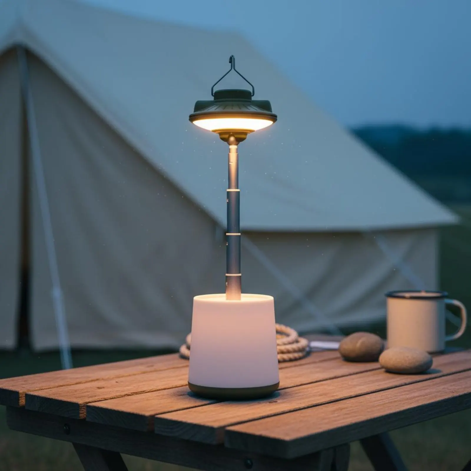 LED Tent Lantern Adjustable Height Rechargeable LED Lantern Telescopic Camping Lamp Hanging Hook USB Rechargeable Camping Light