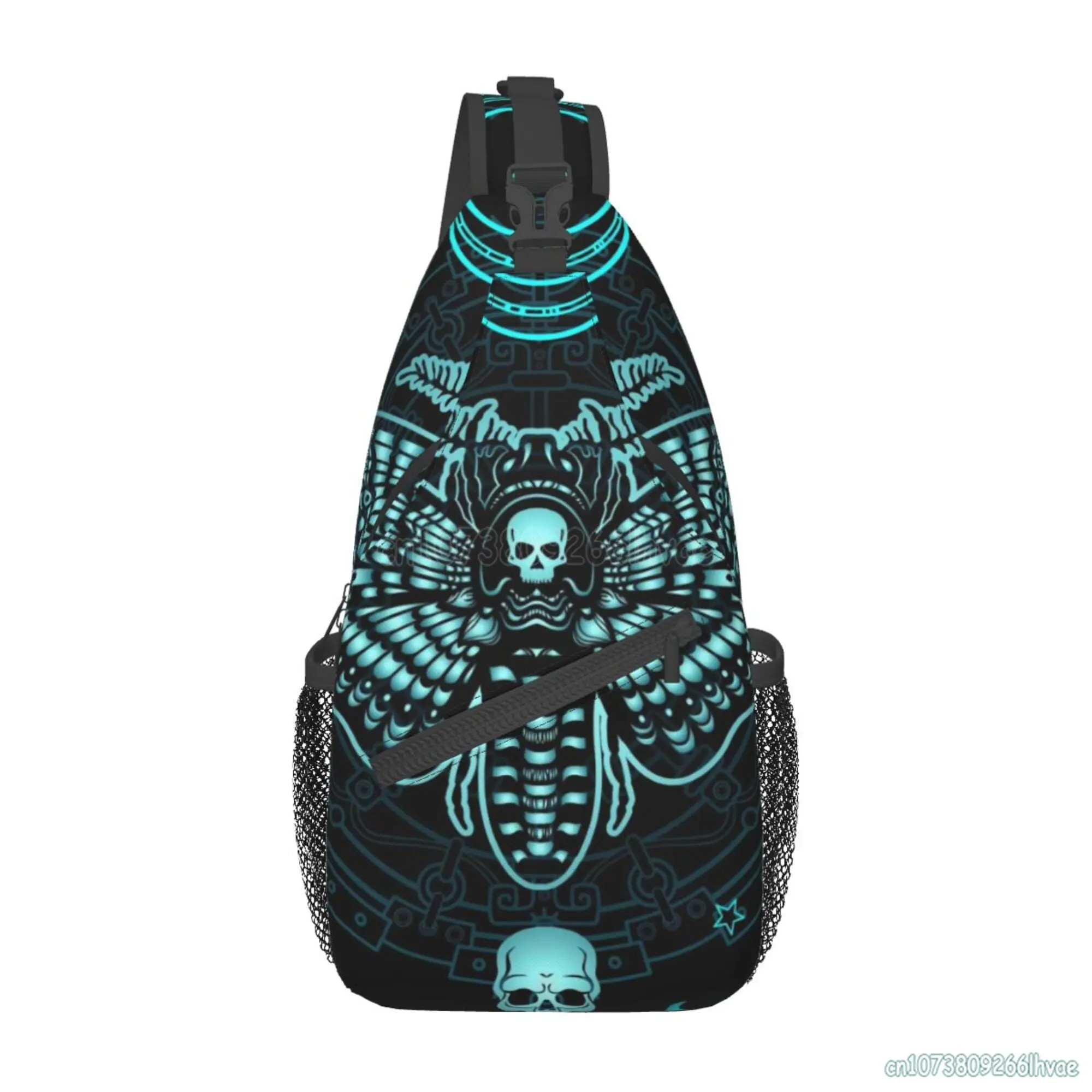 Black Skull Moth Sling Bag Mochila Crossbody Peito Bolsas Mystical Moth Skull Dead Head Bolsas de ombro leves para viagens