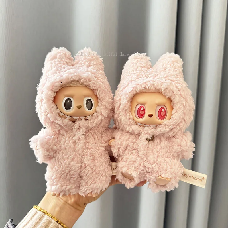 

for 17cm Mini Plush Doll'S Clothes Labubu I II Idol Dolls Sitting Party Cute Pink Plush Bodysuit Accessories For Korea Kpop Exo