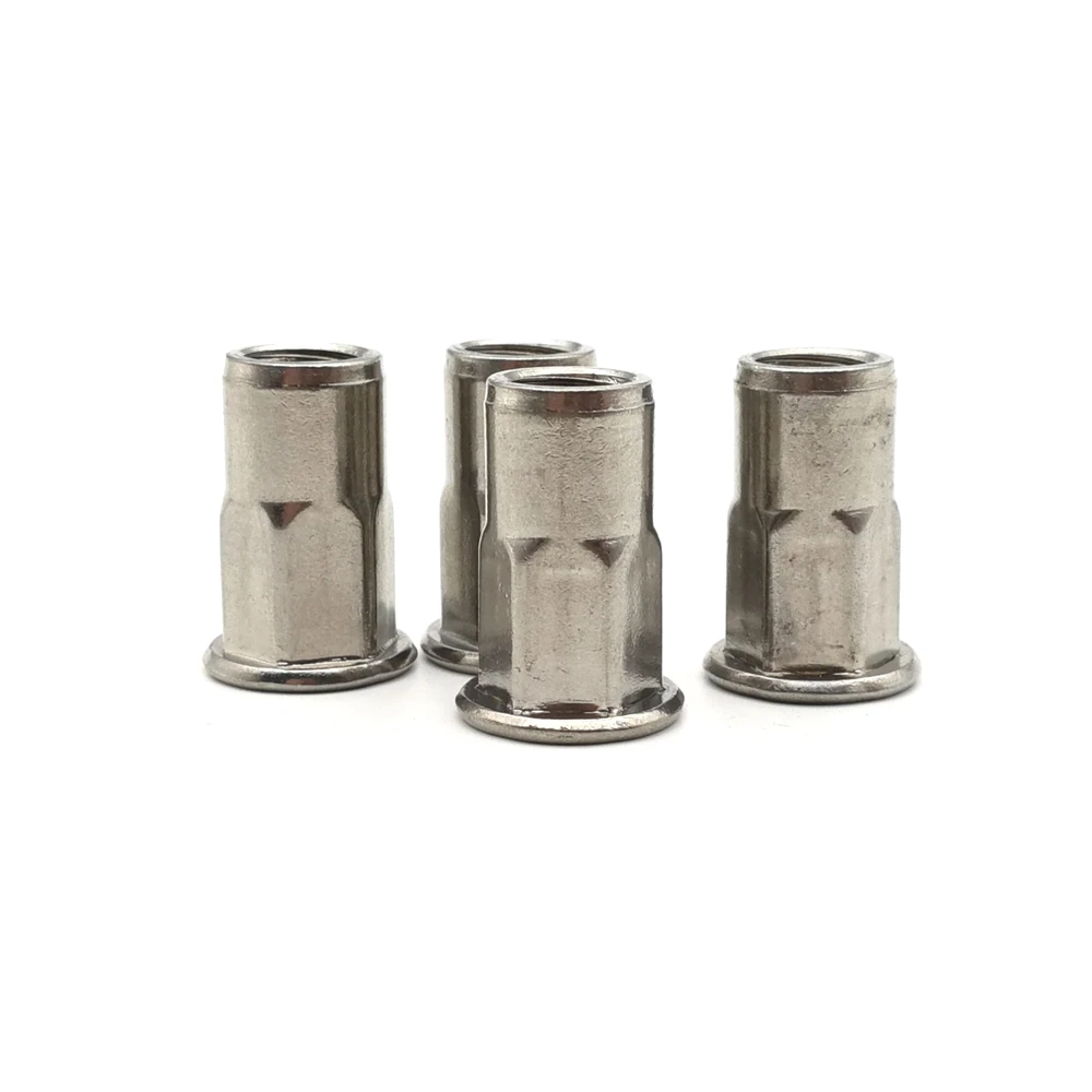 SUS304 Flat head  hex rivet nut Stainless steel Blind rivet nut M4 M5 M6 M8 M10 M12 Insert nut