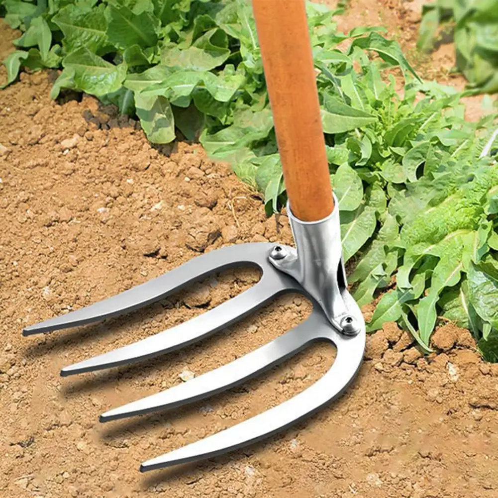 

Gardening Weeder Puller Four-Teeth Rake Steel Garden Lawn Farm Soil Loosening Weed Remover Weeding Uprooting Hand Tools
