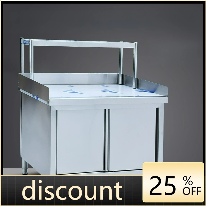 LTT stainless steel sliding door workbench commercial kitchen table household cutting table chopping board cabinet