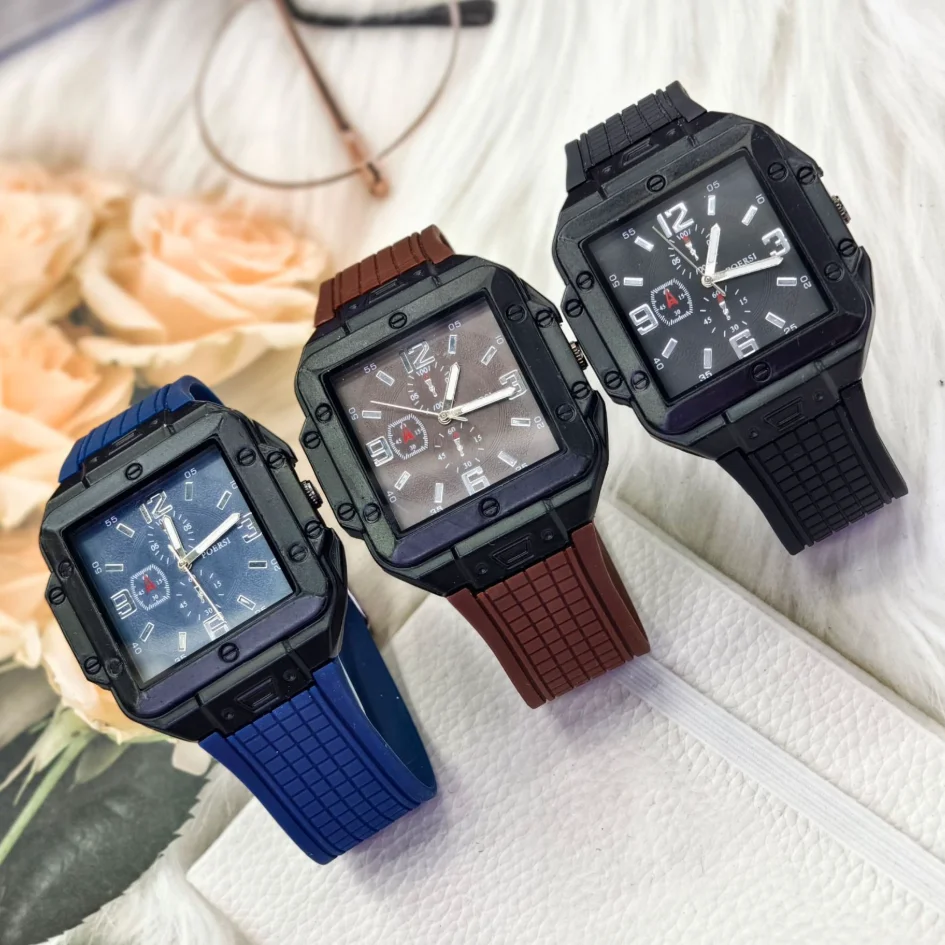 New Fashion Luxury Man Big Square Silicone Watch Men Business Quartz Watches Students Sports Wrist Watches For Gift Reloj Hombre