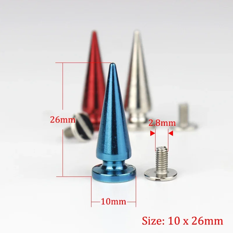 5pcs Metal Screwback Cone Studs Bullet Spike Long Punk Rivets for Leather Craft Bag Garment Stage costume Shoes DIY Decor