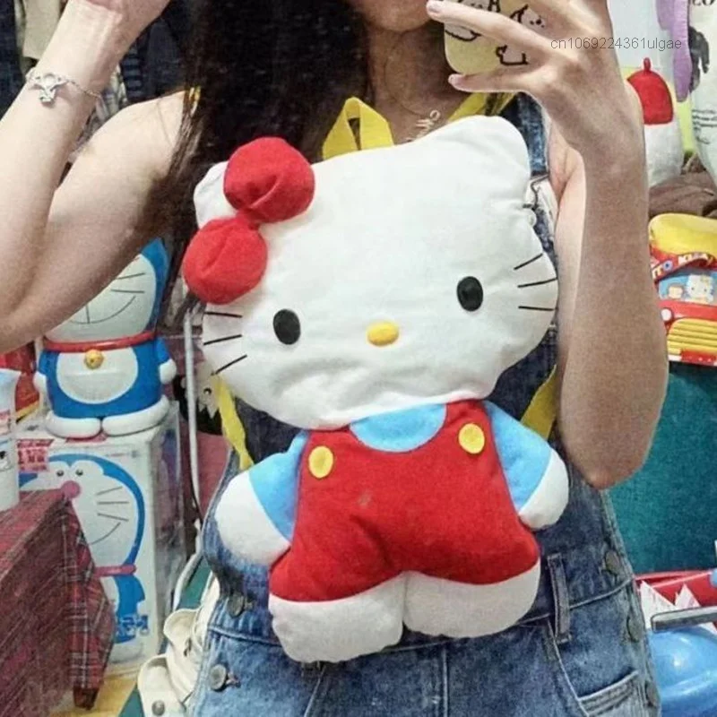 Sanurgente-Sacs à dos mignons Hello Kitty pour filles, sacs à main Kawaii, sac à main en peluche de dessin animé 3D, sac à main pour femmes, sac à