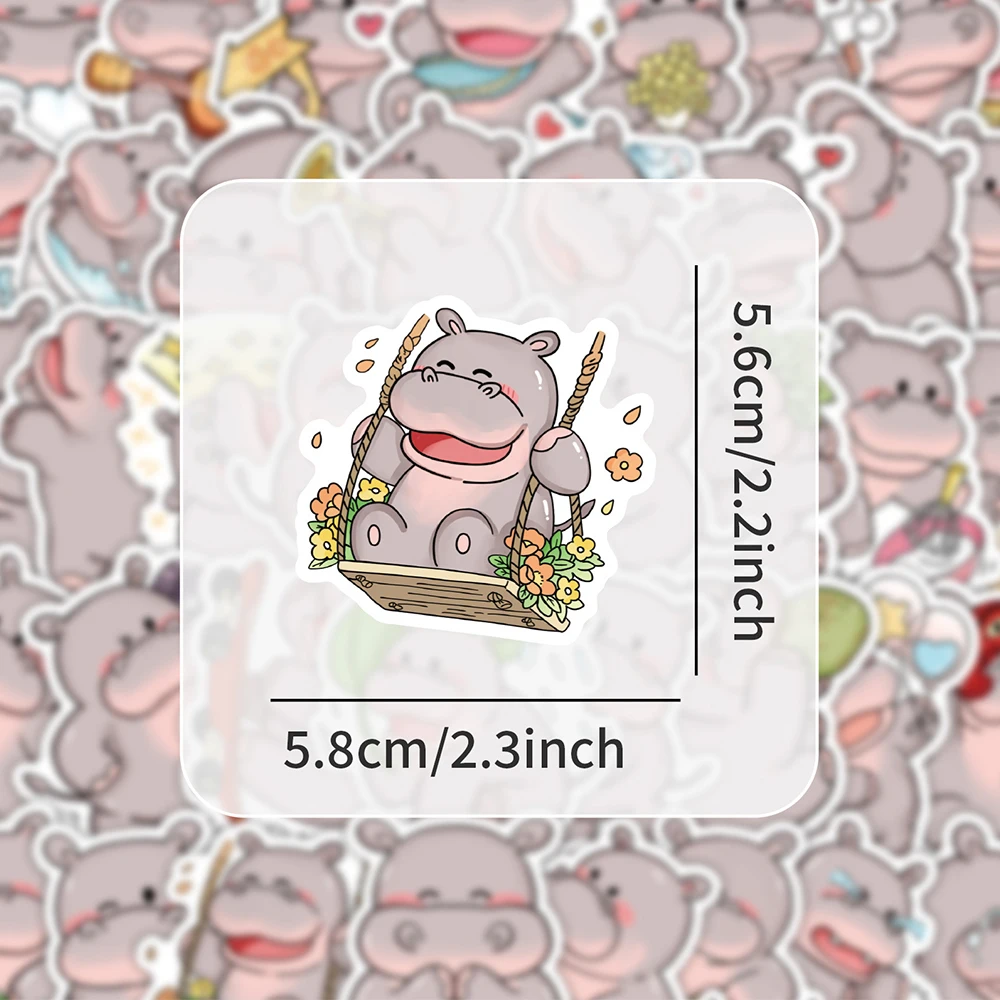 10/30/54 قطعة الكرتون الحيوان لطيف ليتل فرس النهر ملصق Kawaii الكتابة على الجدران مائي الاطفال لعبة DIY بها بنفسك سجل القصاصات المحمول كوب ماء جراب هاتف