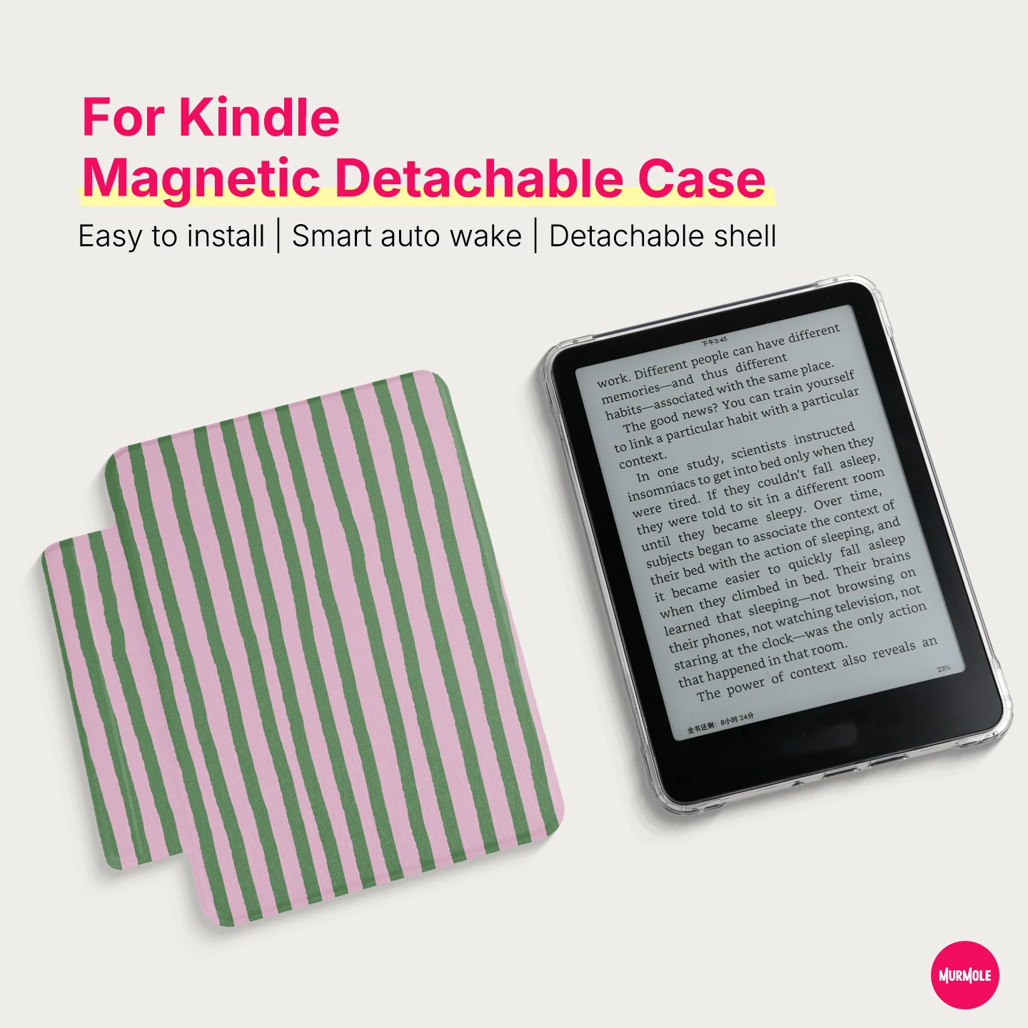 Murmole Classic Stripe Magnetic Detachable Cover for Kindle Colorsoft 7