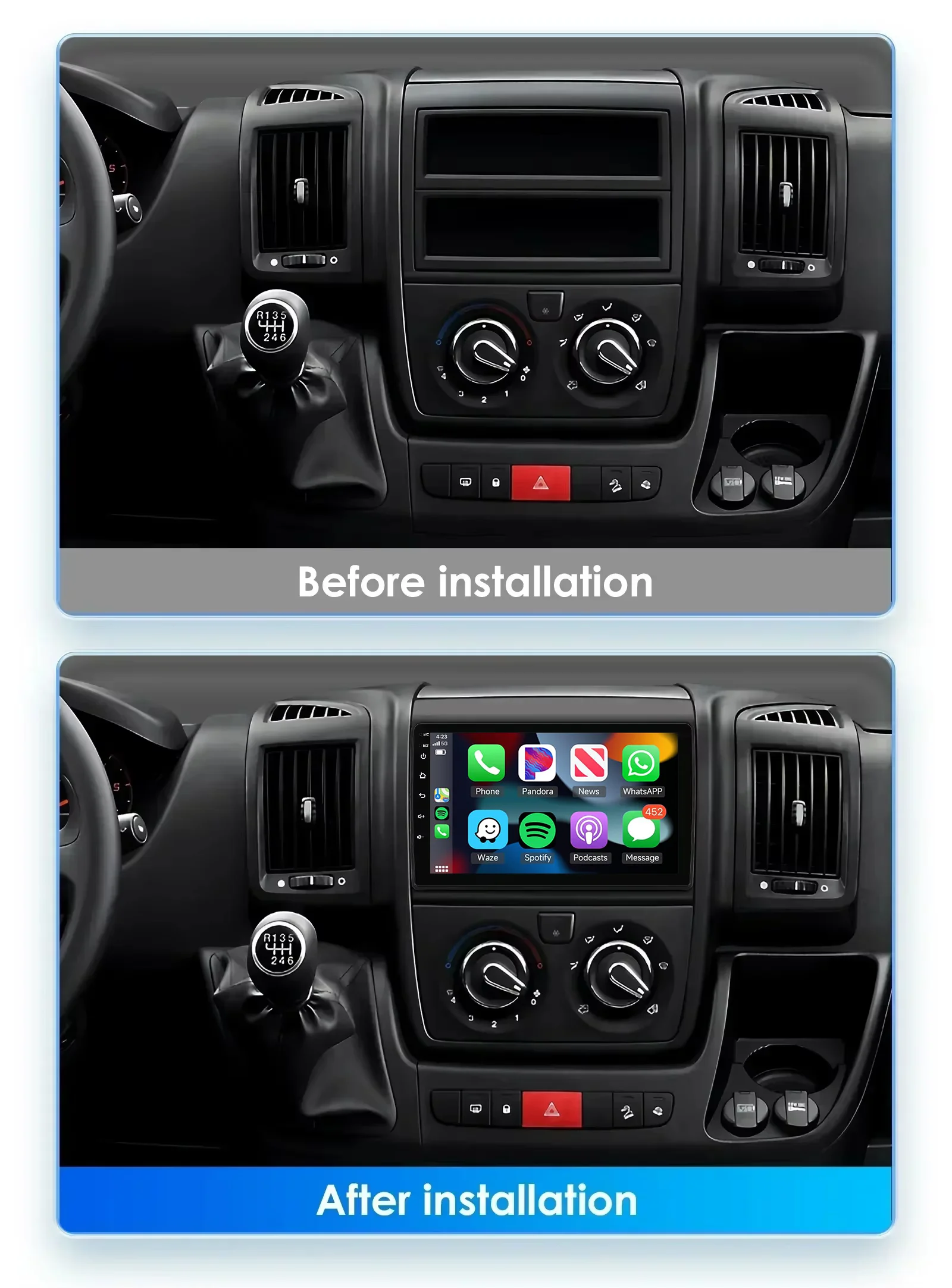 Android 14 Car radio gps For 2006-2016 FIAT DUCATO Carplay Auto QLED Screen 4G Car Radio Multimedia Player