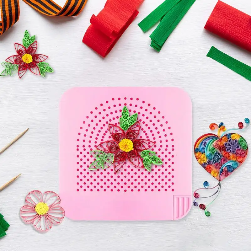 Paper Quilling Board Handmade Paper Rolling Template Knitting Grid Guide Winder 20 Roots Needle Plate DIY Paper Quilling Tools