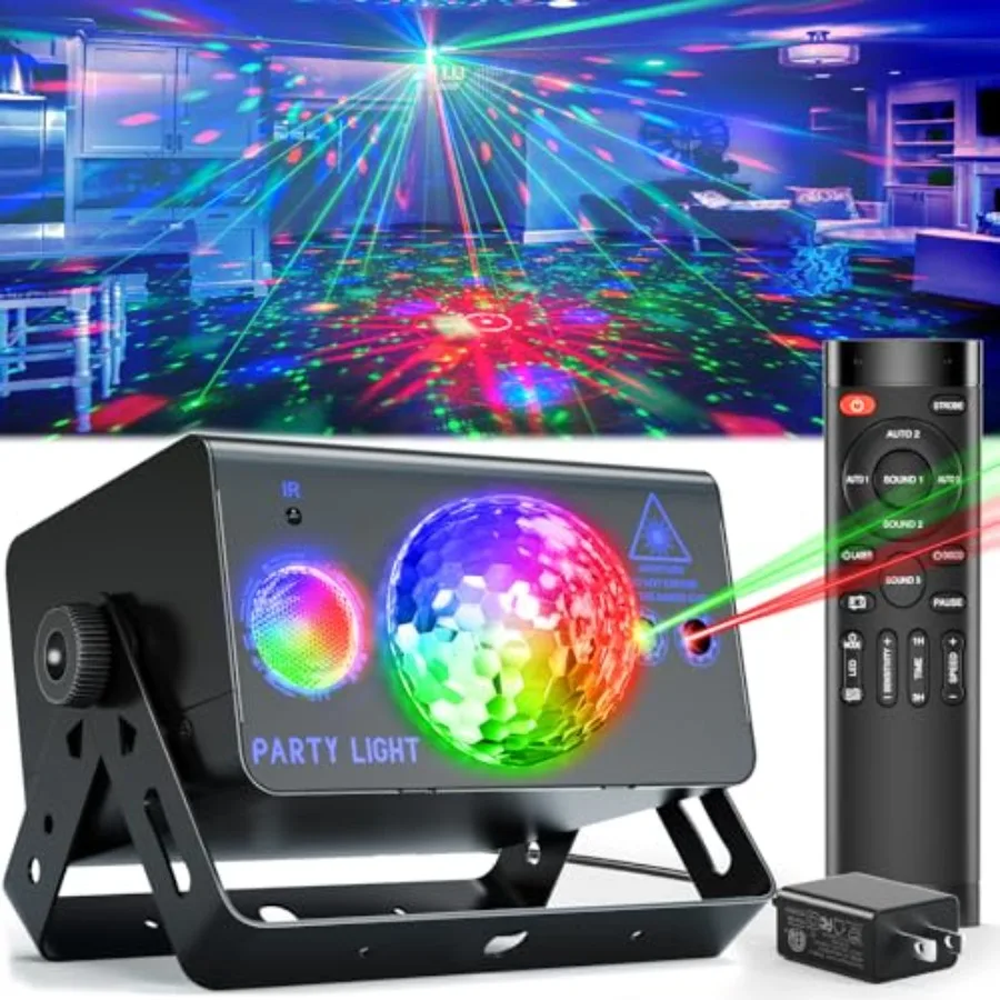 

Party Lights Dj Disco Ball Light, LED Stage Strobe Lights Sound Activated with Remote Control for Xmas Club Bar Parties Holiday
