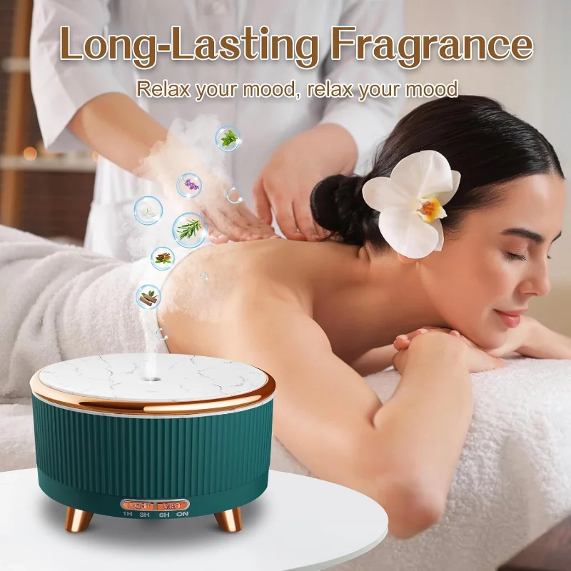500ML7 色インテリジェント時限フレグランスディフューザー超音波空気加湿器清浄機エッセンシャルオイルディフューザースプレーグリーン