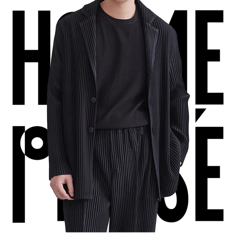 Pleats Pleated Original Suit Long-sleeved Men's Jacket 2024 Spring And Fall Lapel Senior Sense Of Loose Casual Suits For Men