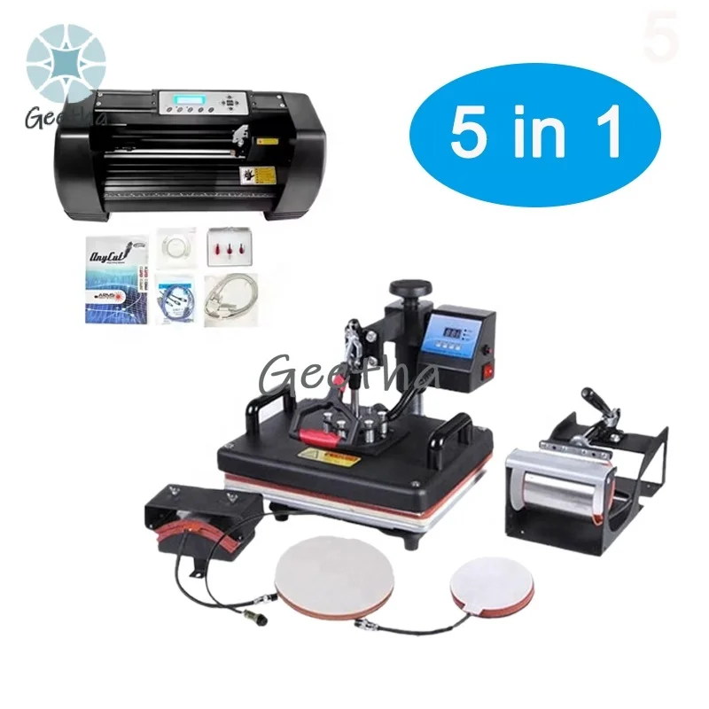 Combo Sublimation 5 w 1 T Shirt Heat Press Machine z ploterem tnącym 365 mm