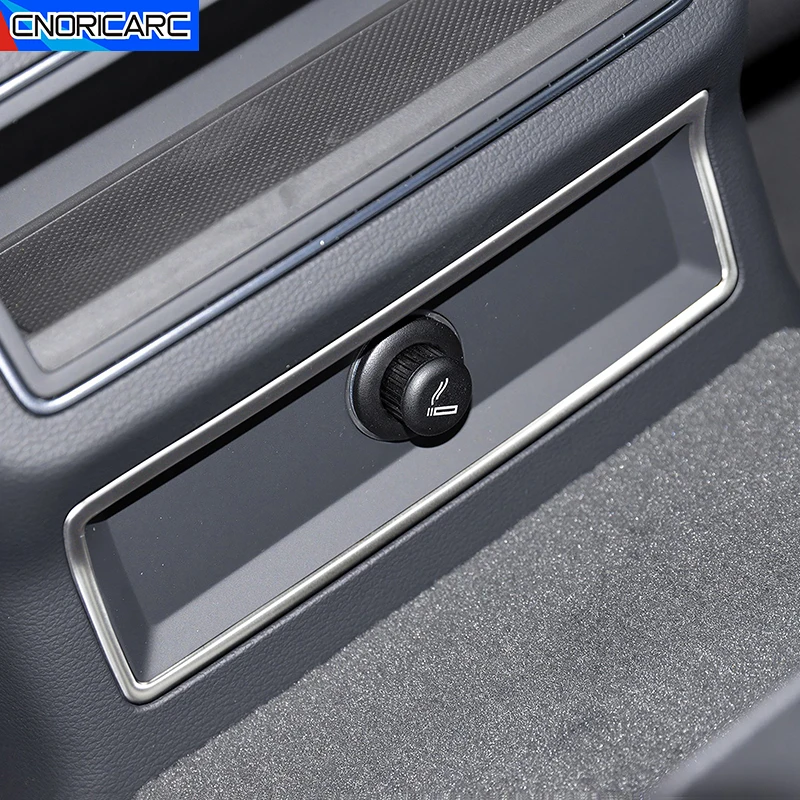 For Audi A6 C8 2019-2022 Car Rear Cigarette Light Panel Frame Decorative Trim Stainless Steel Sticker Interior Auto Accessories