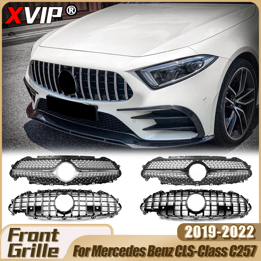 

Передняя хромированная решетка бампера XVIP с черными бриллиантами для Mercedes Benz CLS-Class C257 CLS350 CLS450 CLS53 AMG 19-22 аксессуары