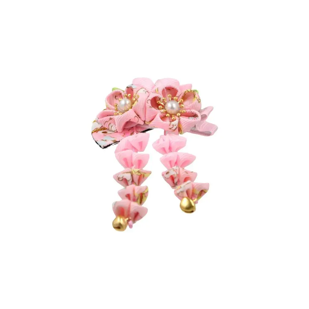 

Simple Tassels Tassel Fan Hairpin Sakura Cloth Japanese Kimono Headwear Hanfu Fan Hair Clip Ancient Style Hairpin Children