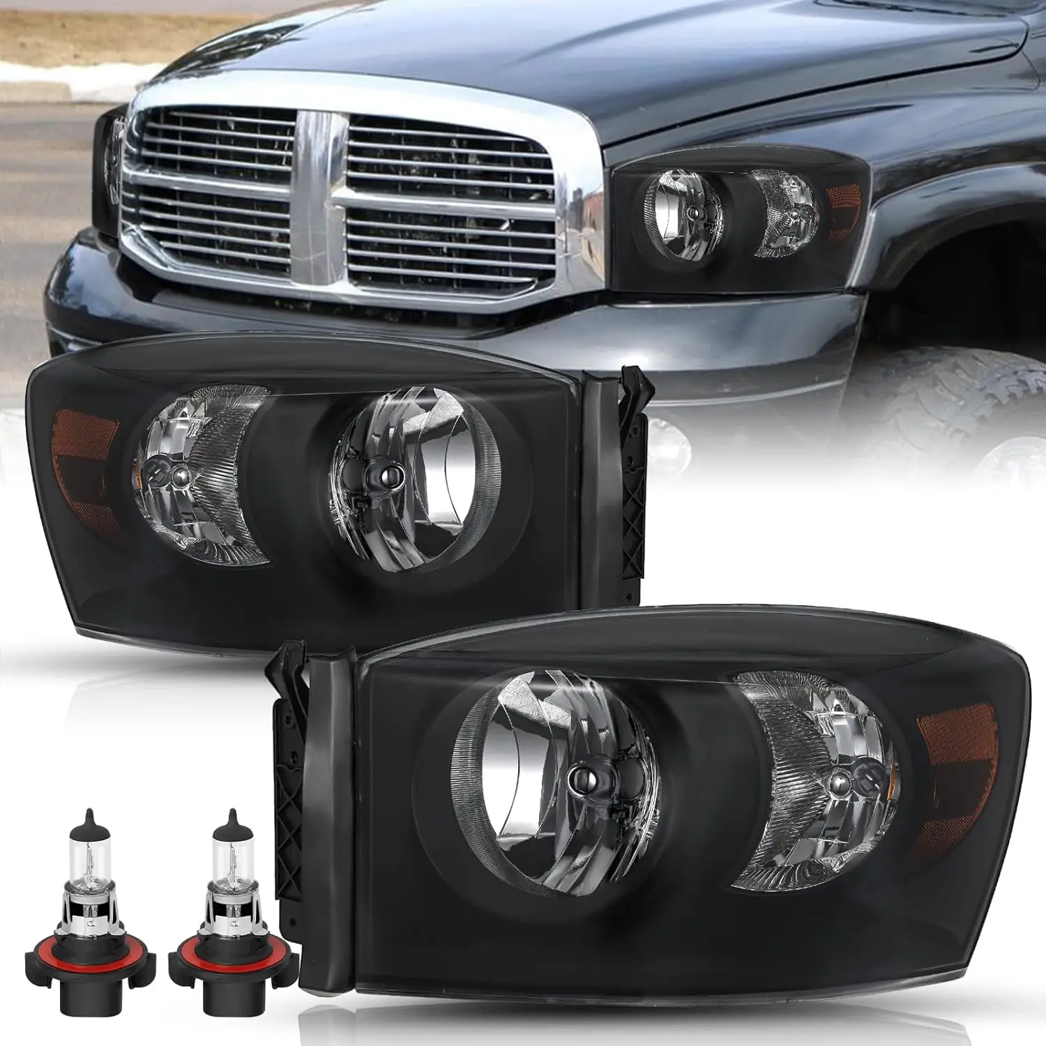 

Комплект фар в сборе подходит для Dodge Ram 1500/2006-2009 2006-2008 годов Dodge Ram 2500/3500 пикапа, лампы со стороны водителя и пассажира
