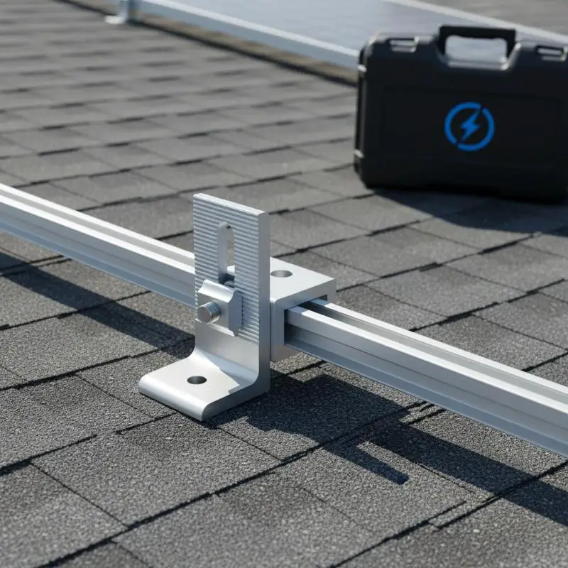 Aluminum L-Foot Solar Rail Bracket Anti-Corrosion for Solar Panel Rooftop Residential PV System Mount