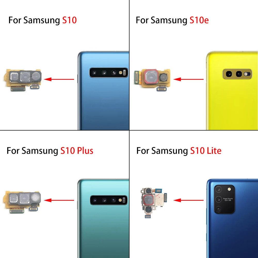 Back Rear Camera Module Flex Cable + Front Facing Camera Replacement For Samsung S10e S10 Lite S9 Plus G960F G960U G965F G965U
