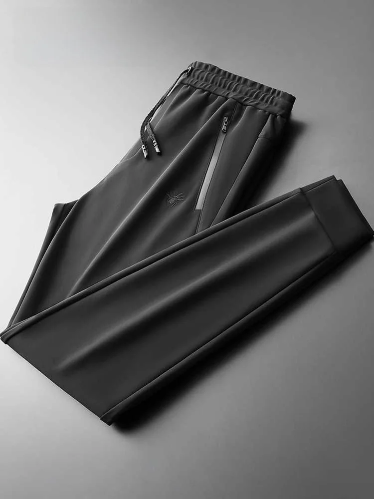 

Ice Silk Breathable Casual Pants for Men Summer Loose High Elastic Smooth Qui Dry Sports Pants Busin Casual Nylon Fiber