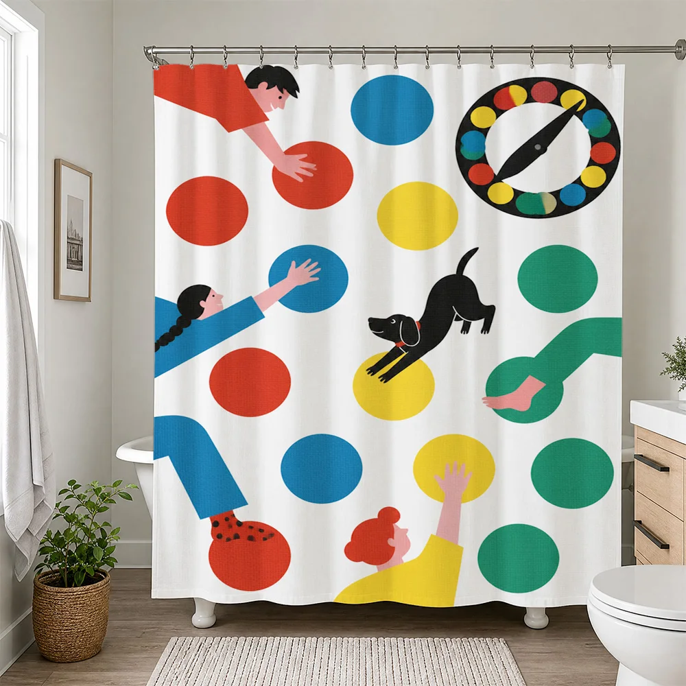 Fun Abstract Art Shower Curtain Bathroom Decor Bright Colorful Modern Pop Art Style Shower Curtain