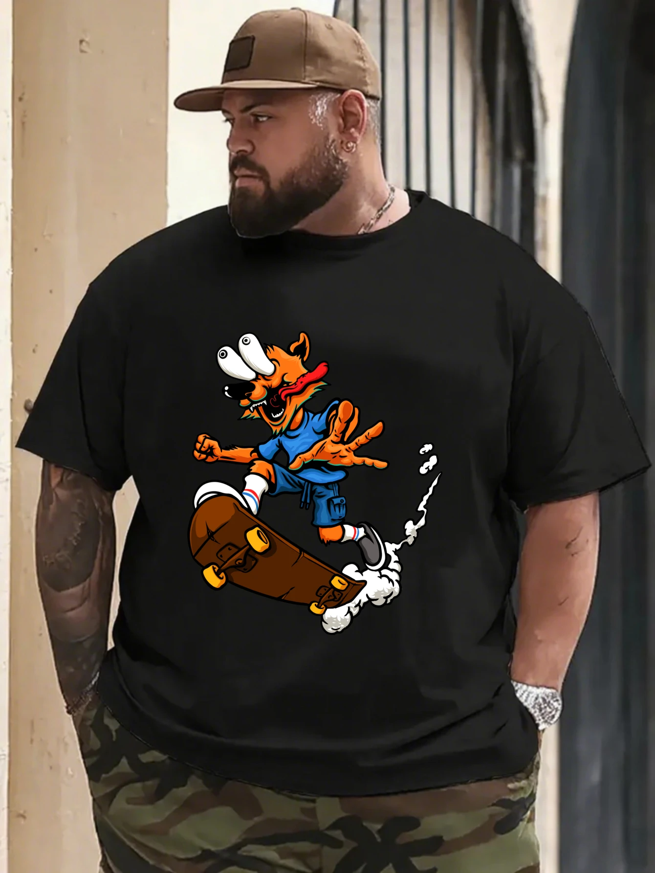 

Retro Cartoon Duck Graphic T-Shirt for Men, Funny Duck Style Short Sleeve Tee, Casual Cartoon Print Tops