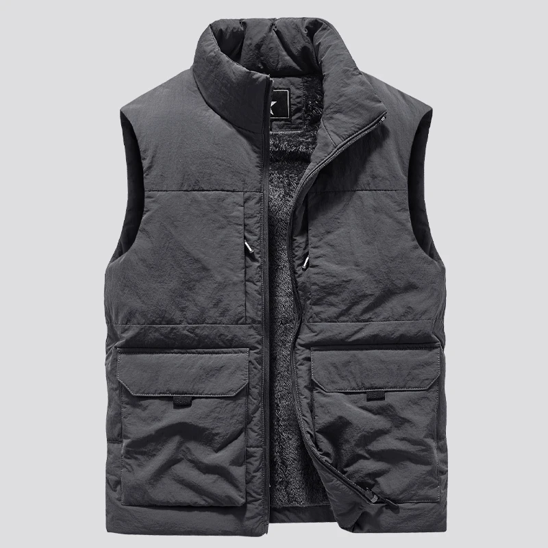 Men\'s Multi-Pocket Clothing Winter Vest Jackets Sleeveless Coat Fashion Large Size 6XL Male Warm Waistcoat Fleece Vest Men