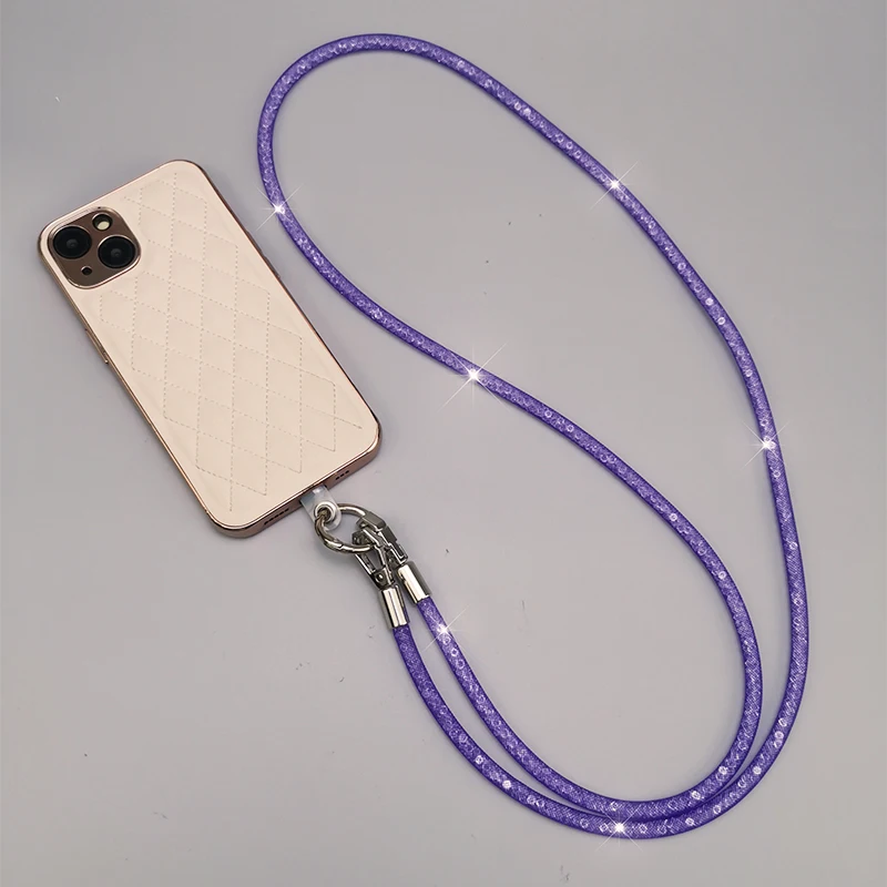 Mobile Phone Hanging Rope Long Crossbody Mesh Rhinestone Manual Bead Hanging Chain Detachable Lanyard Clip Type Bead Hanging