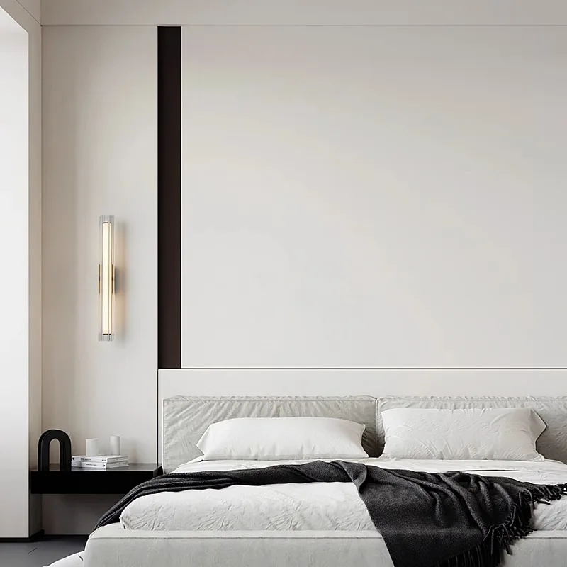 Quarto cabeceira lâmpada de parede vidro italiano minimalista moderno designer high-end sala estar tv tira parede
