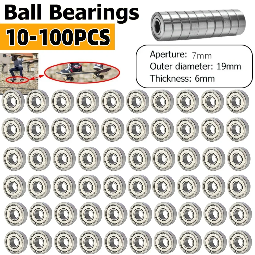 10pcs Miniature Ball Bearings Heavy Load 607ZZ Metal Sealed Miniature Bearing Carbon Steel Wear Resistant for Skateboard Scooter