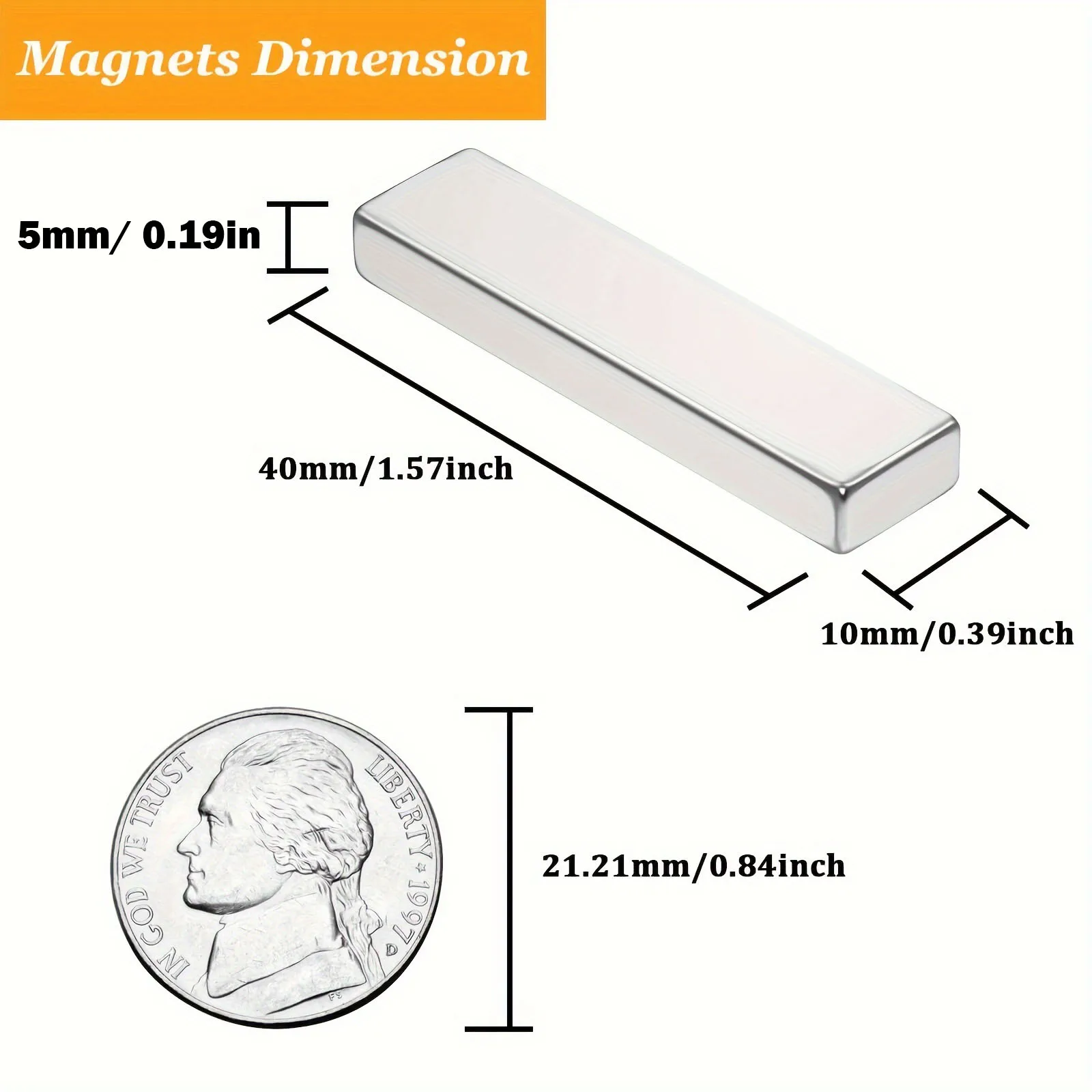 Imán 40x10x5(10uds) para almacenamiento de herramientas y oficina, imán de almacenamiento, imán de mapa, imán de cierre de cajón