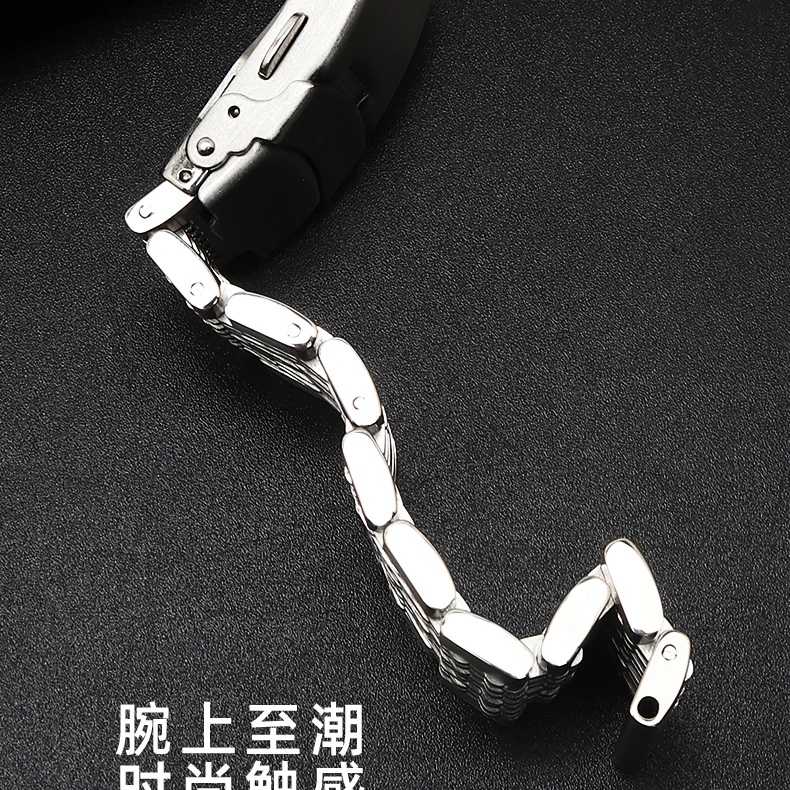 Cinturino per orologio in acciaio inossidabile massiccio per cinturini in rete per immersione Seiko Fibbia deployante Bracciale da lavoro lucido spazzolato 18/20/22/24mm