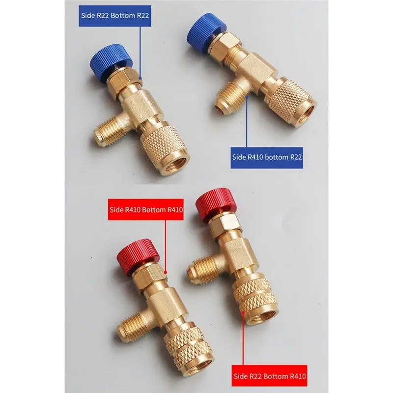 AT63 R22 R410 AC Valve 1/4 Inch Filler Joint, A/C Refrigerant Valve, Air Conditioning Repair Safety Adapter, Copper, Easy to