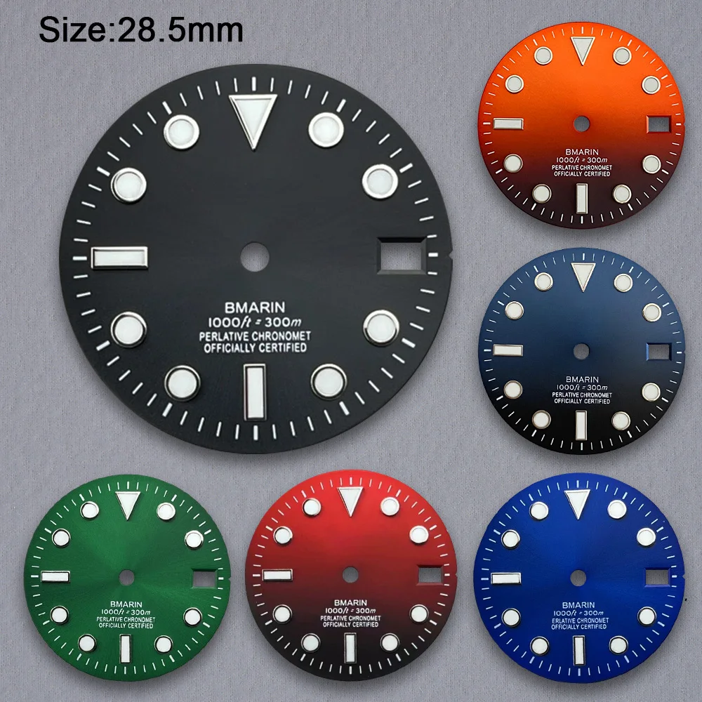

28.5mm S Logo NH35 SUB Gradient Dial Fit NH35/NH36/4R/7S Dial Movement Ice Blue Luminous 3/3.8 o'clock Watch MAccessories