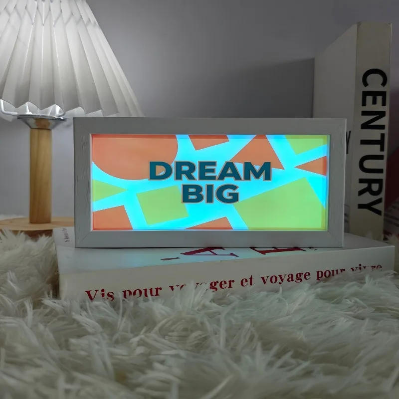 19.6cm/7.12in 3D Light Box English Text Cartoon Creativity Night Luminous Toy Lamp Collectible Party Supplies Bedroom Decoration