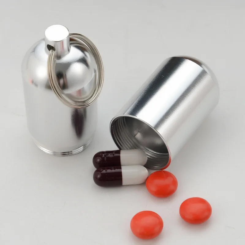 Boîte à pilules en aluminium étanche, cache-bouteille, porte-médicaments pour voyager, conteneur de camping, porte-clés, boîte à médicaments, soins de santé